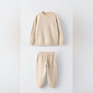 ZARA Cream Knit Sweater and Jogger Set